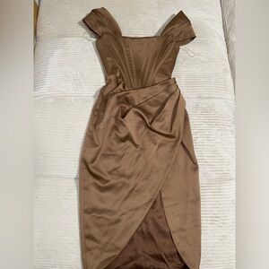 House of CB Loretta dress in Toffee Brown
